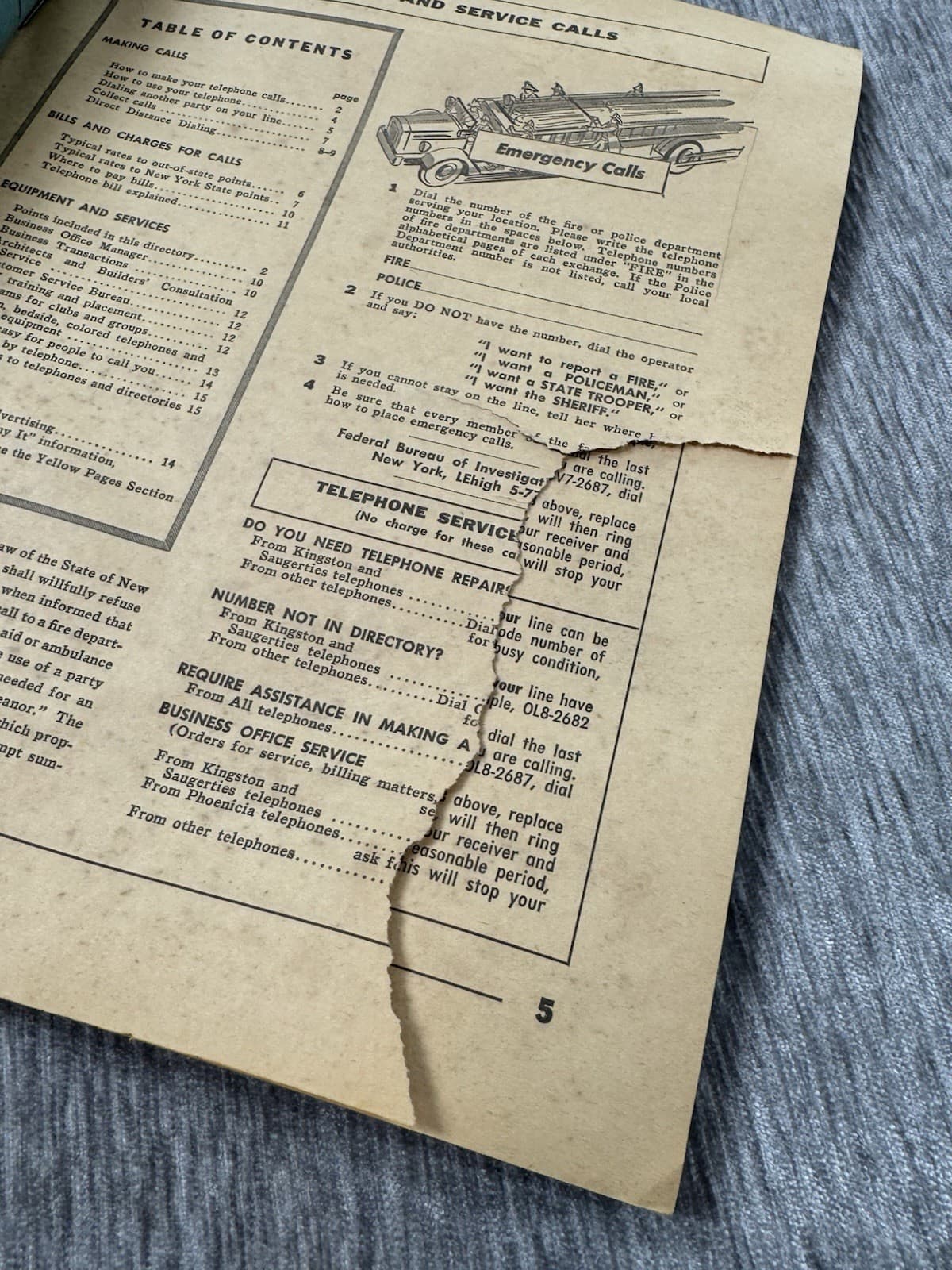 Vintage Woodstock, NY Telephone Directory Book 1957-1958 New York Genealogy 6