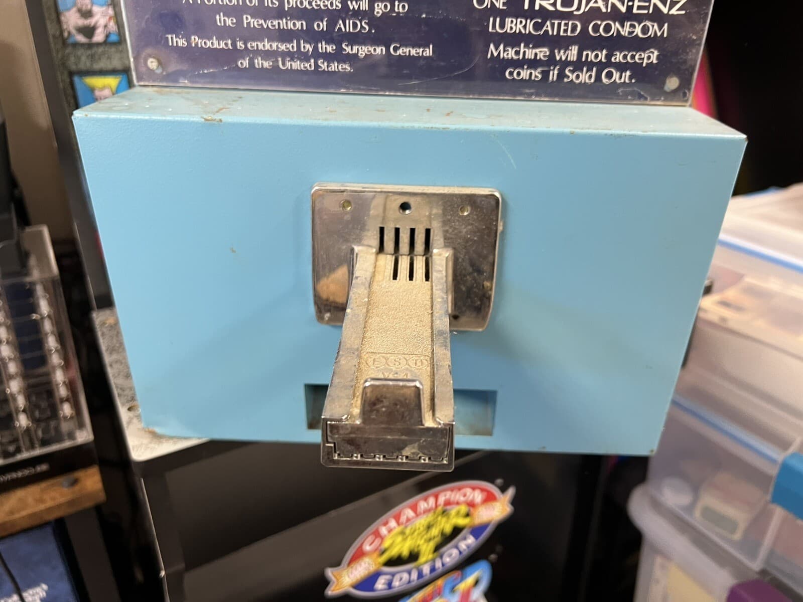 Vintage 1980s Trojan ENZ Condom Vending Machine - Old Rusty Weathered READ! 3