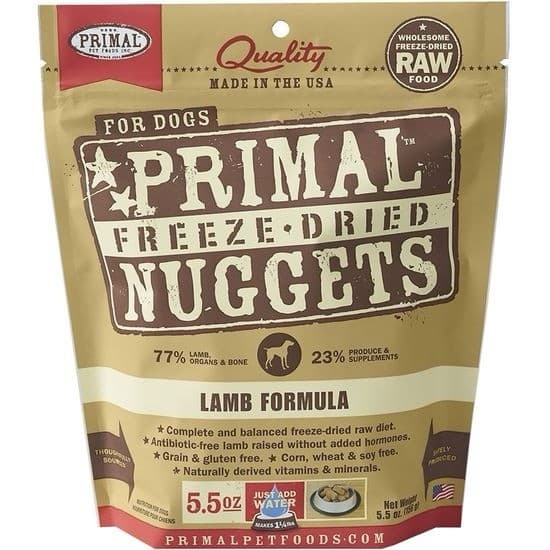 5.5oz Primal Freeze Dried Nuggets For Dogs Lamb Formula
