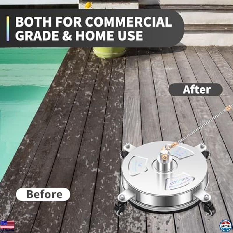 14" Stainless Steel Pressure Washer Surface Cleaner with 4 Wheels - Model PWS14 6