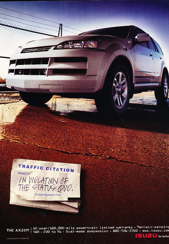 2001 Isuzu Axiom - Citation - Classic Vintage Advertisement Ad D65