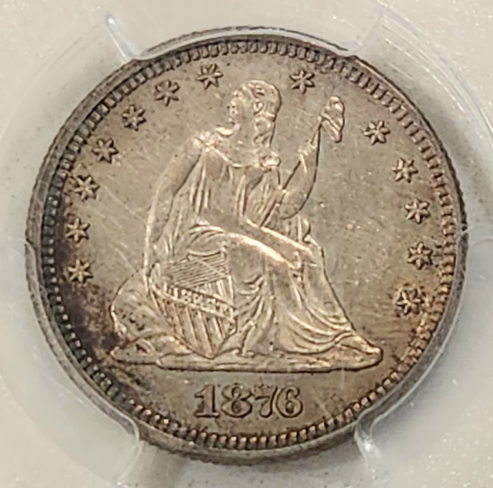 1876 Liberty Seated Quarter ~ PCGS MS62 25c US Silver Coin 3