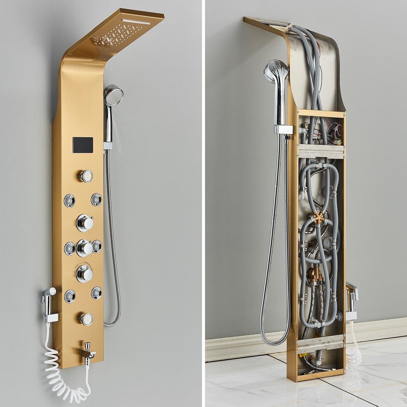 Stainless Steel Shower Panel Tower System Faucet Set Massage Jets Rain&Waterfall 5