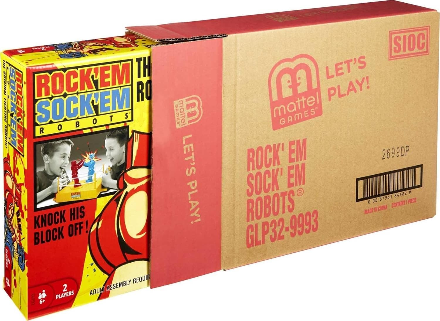 Mattel Games Rock 'Em Sock 'Em Robots Kids Game, Red Rocker vs Blue Bomber, Knoc 6