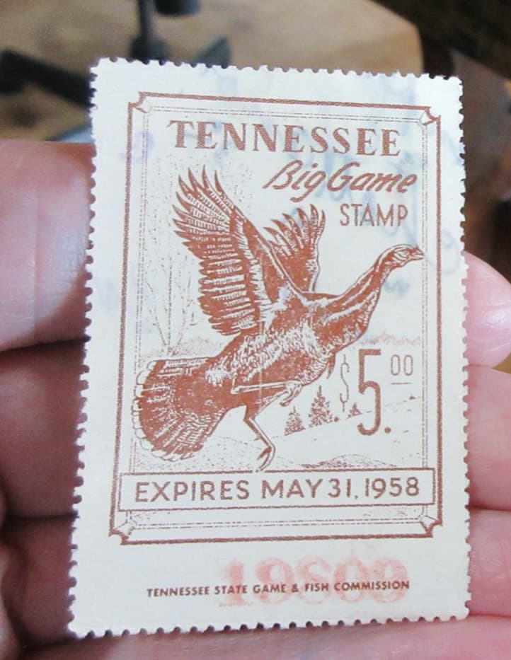 1958 Tennessee Big Game Stamp hunting license unused.  (w19)