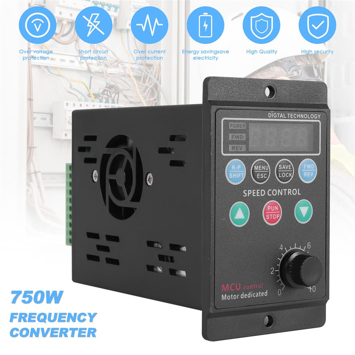 750W Single To 3 Phase VFD Variable Frequency Drive 110V 220V Converter AC Motor