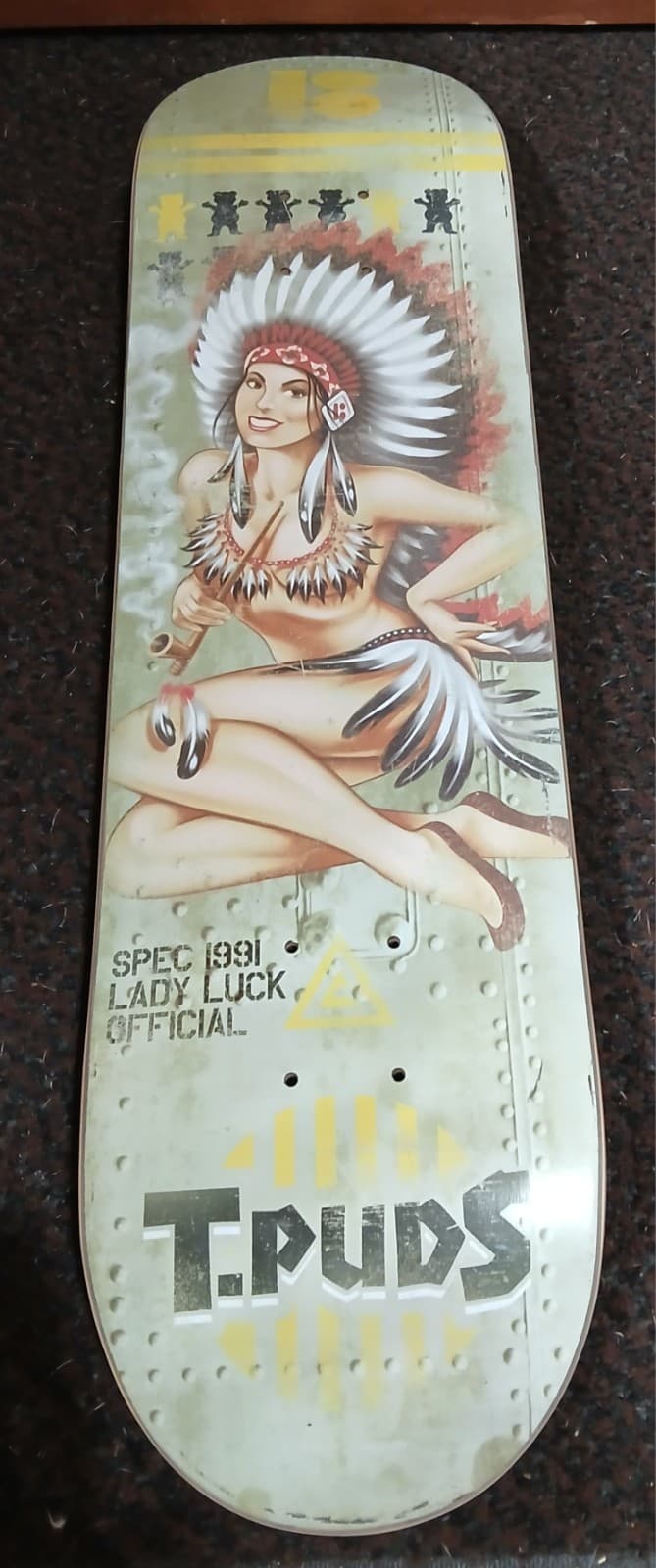 Plan B Torey Pudwill TPud Skateboard Deck Spec 1991 Lady Luck Indian Maiden