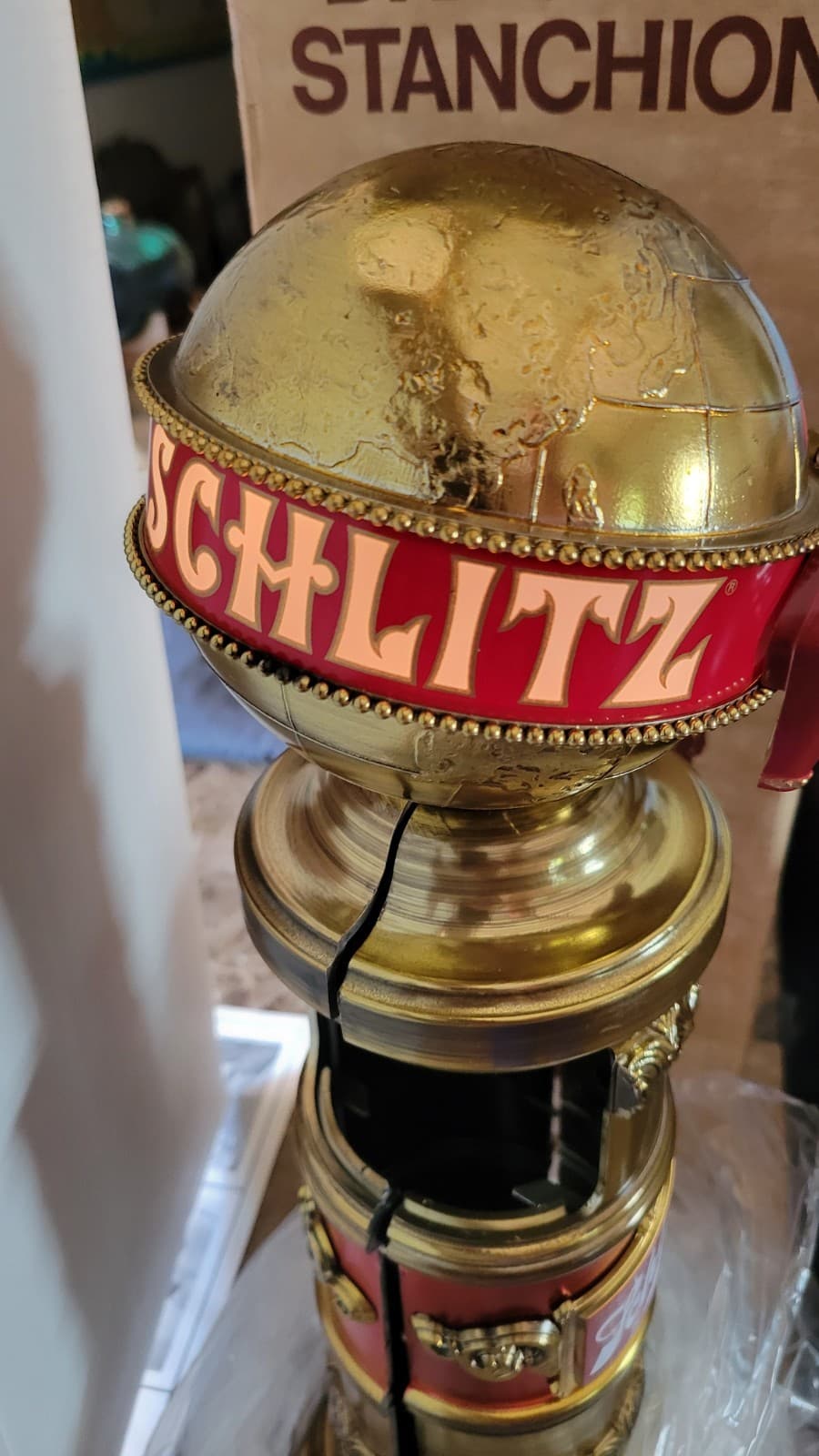 1976 Schlitz Beer Draught Stanchion Tap Handle Station & Org Box Vintage  3