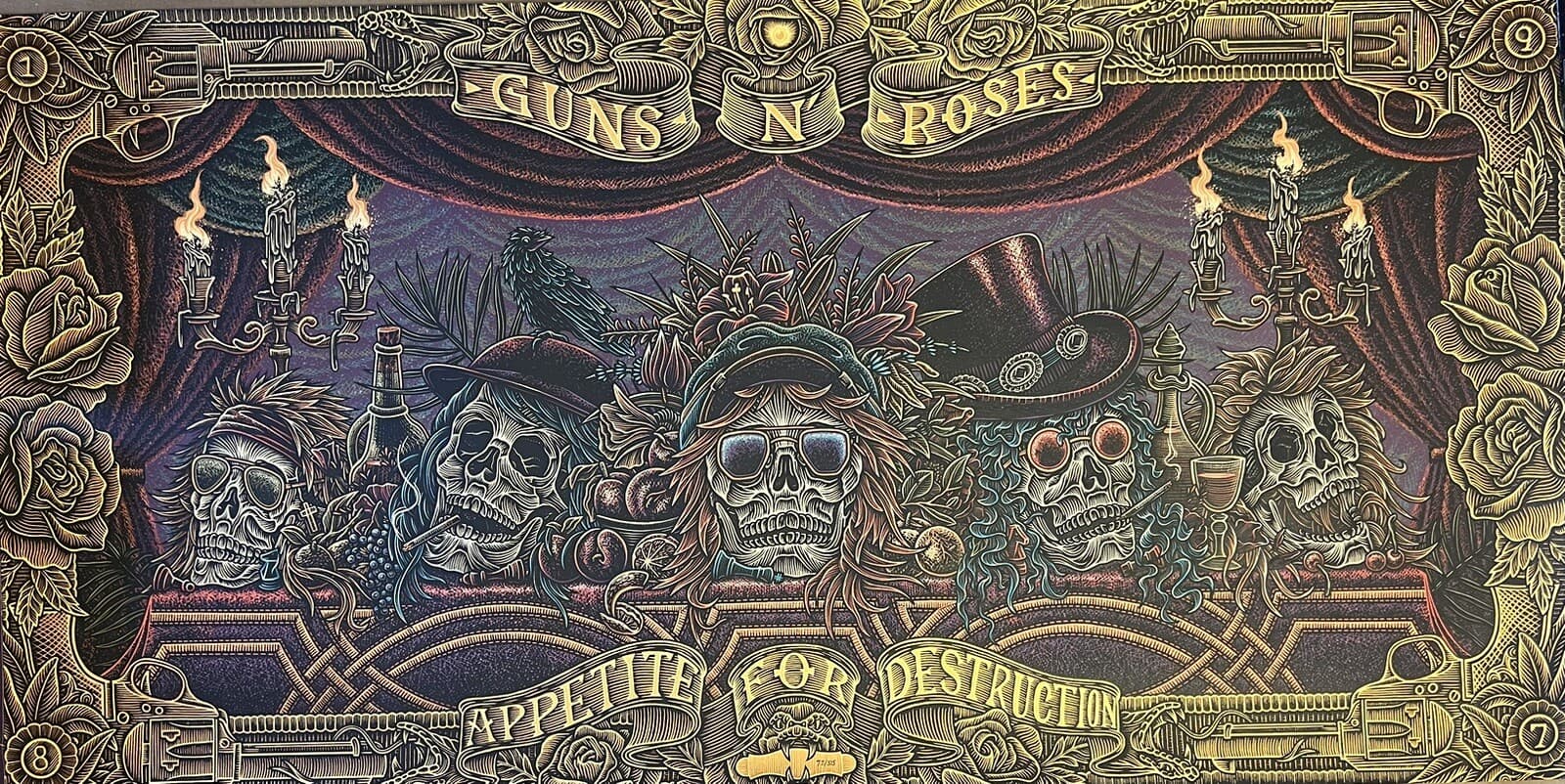 GUNS N ROSES VERY RARE APPETITE FOR DESTRUCTION METALLIC POSTER #78/325