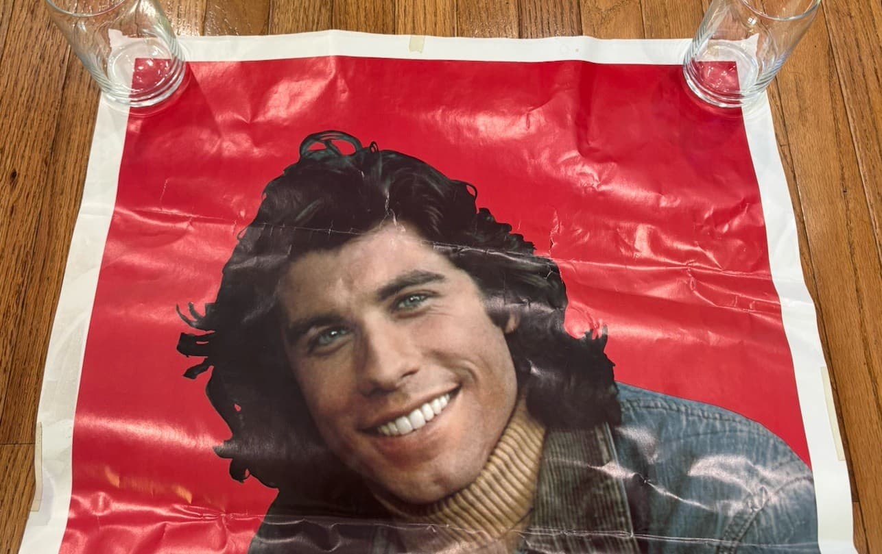 VTG Vinnie Barbarino John Travolta Welcome Back Kotter Poster 1976 35"X23" READ 2