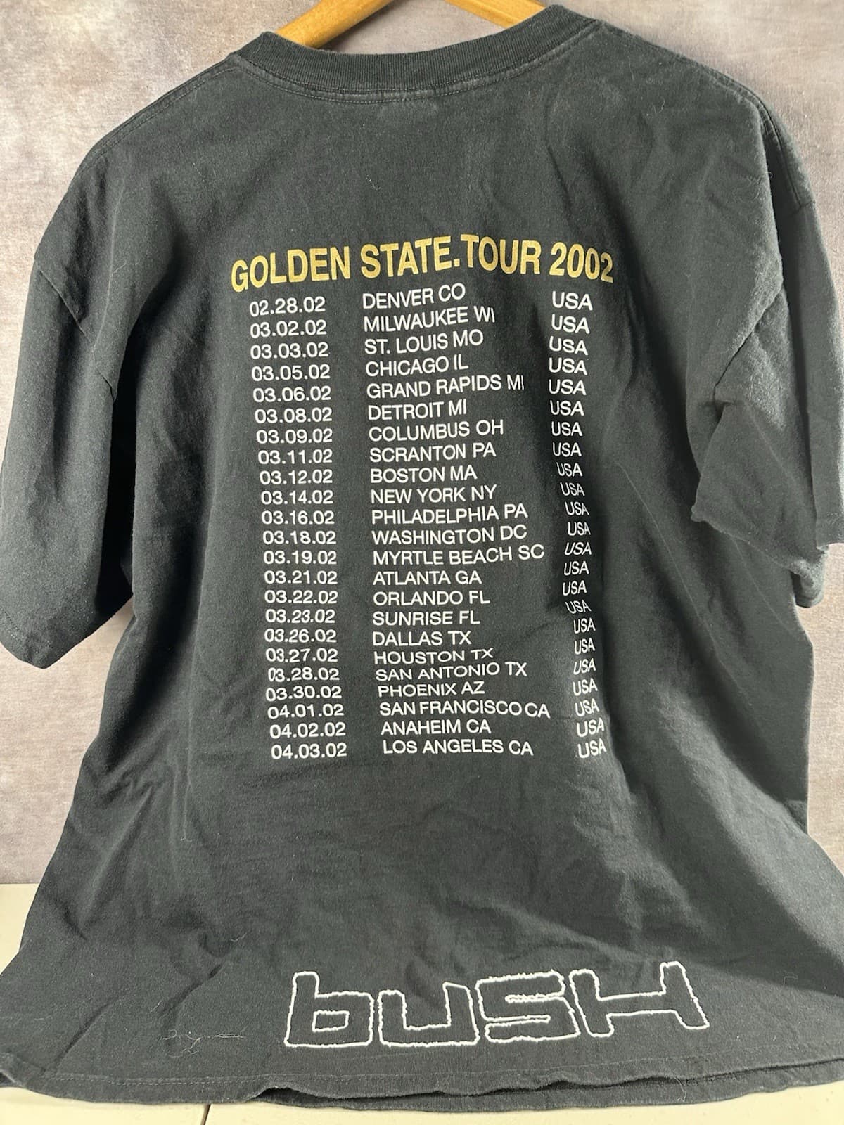 VTG Y2K BUSH GOLDEN STATE TOUR 2002 TEE SHIRT VINTAGE SIZE 2X XXL 3