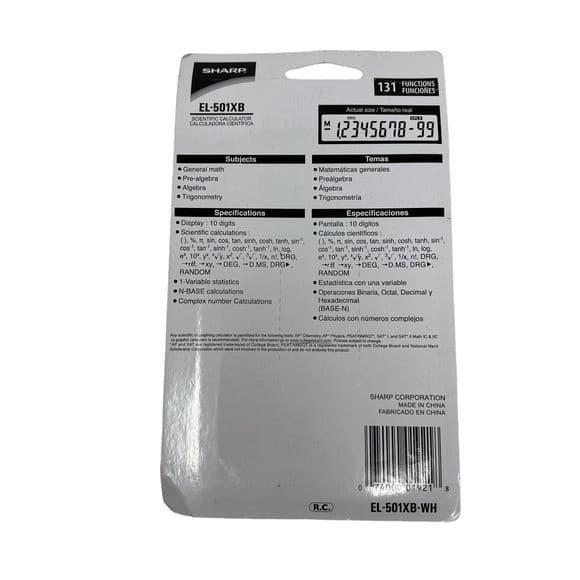 Sharp EL501XB-WH Scientific Calculator with 131 Functions and Large 10-Digit 5