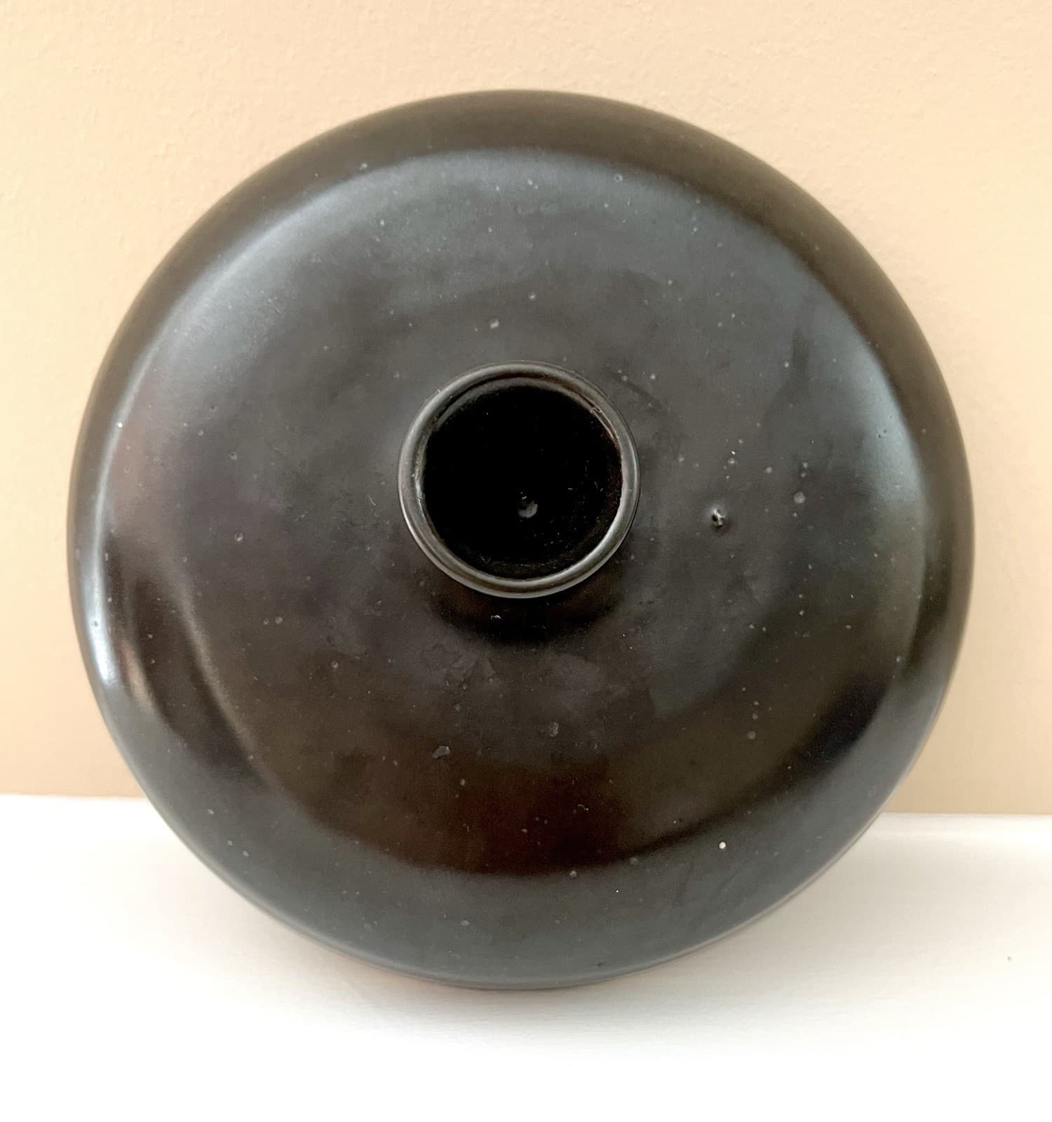 Vintage Pottery Signed Black Covered Dish Abstract Heavy Ceramic Serving Pot 5