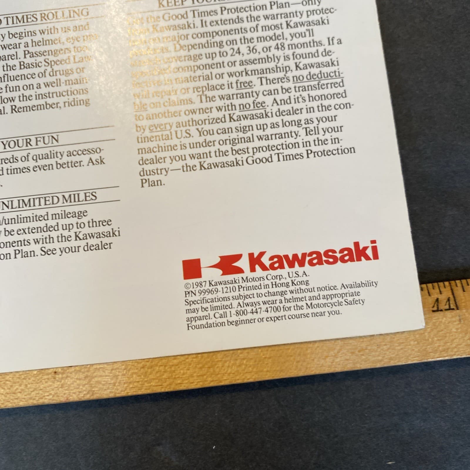 VTG Kawasaki NINJA 750R Motorcycle 1987 1988 Color Glossy Sales Brochure Specs 3