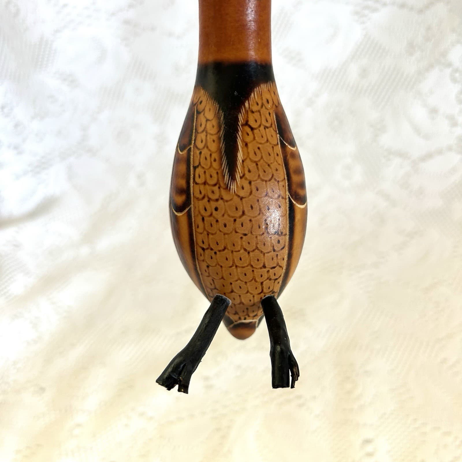 Hand Carved Peruvian Gourd Bird Primitive 6