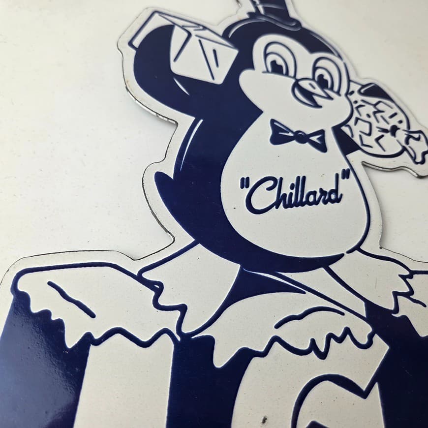 Vintage Chillard Ice Sign - Ice Cubes Chilly Willy Gas Service Porcelain Sign 5