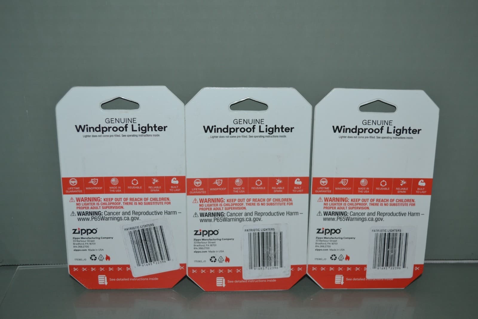 (3) Zippo Windproof American Flag Lighter, Patriotic 2