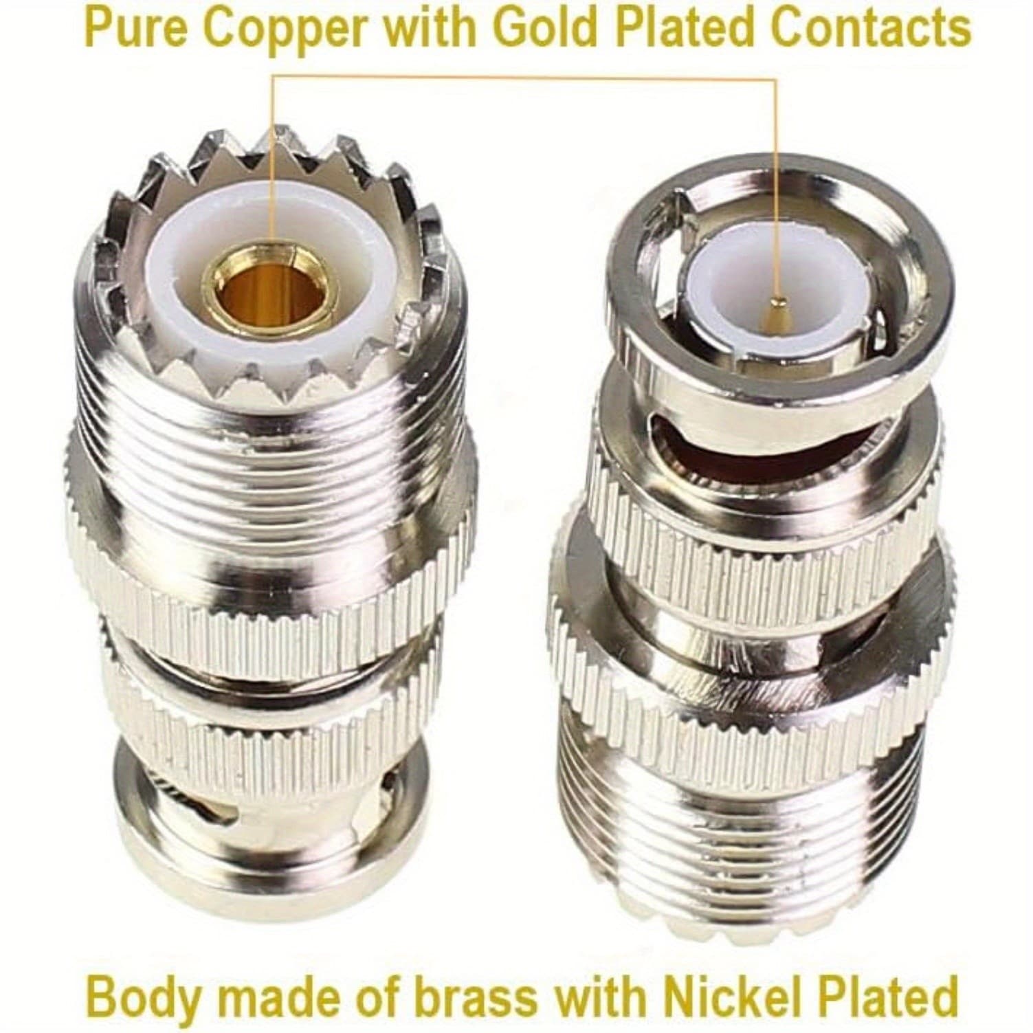 2 Pcs BNC Male to UHF Female PL259 Female to BNC Male SO-239 RF Coaxial Adapter 2