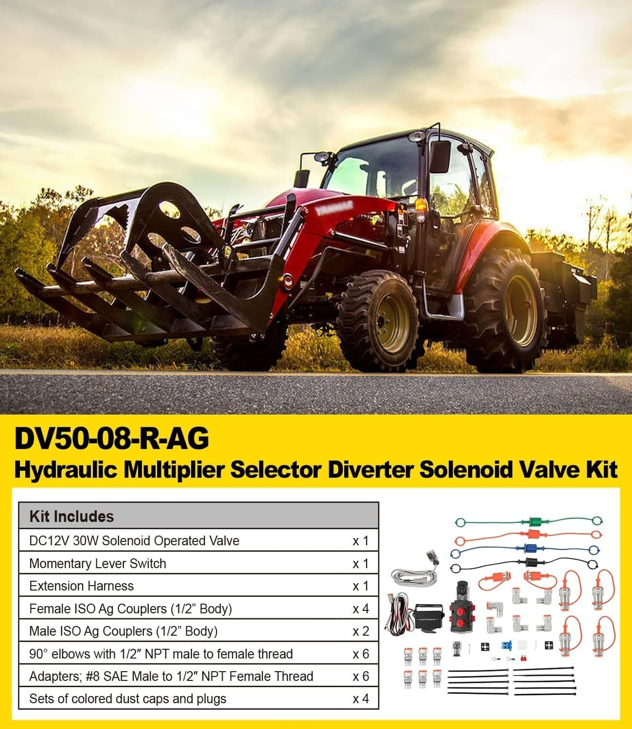 Hydraulic Multiplier Selector Diverter Valve With Rocker Switch DV5008RAG 13 GPM 5