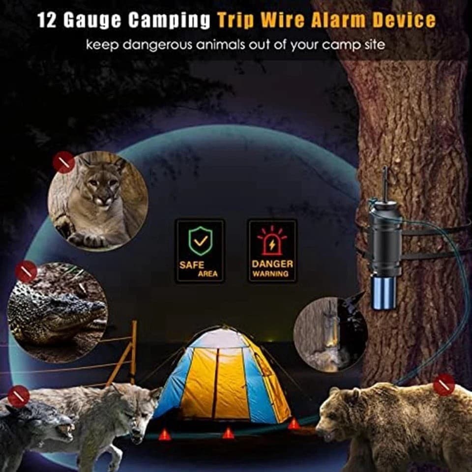 6X Perimeter Trip Alarm, 12 Gauge Camping Wire Alarm Device, A, Black 3