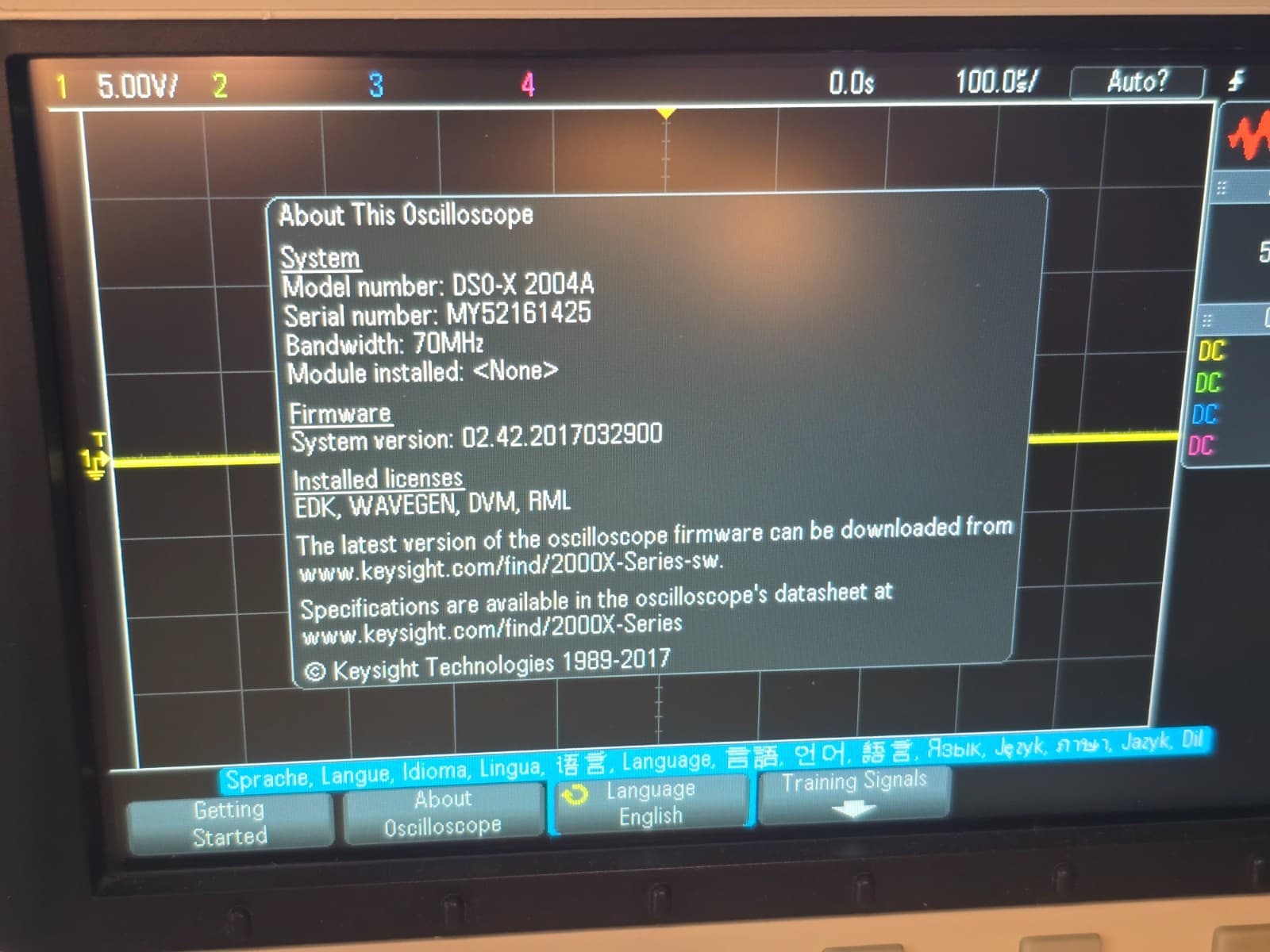 Agilent DSO-X 2004A 4 Channel Digital Oscilloscope 70MHz DVM WaveGen Tested #8 2