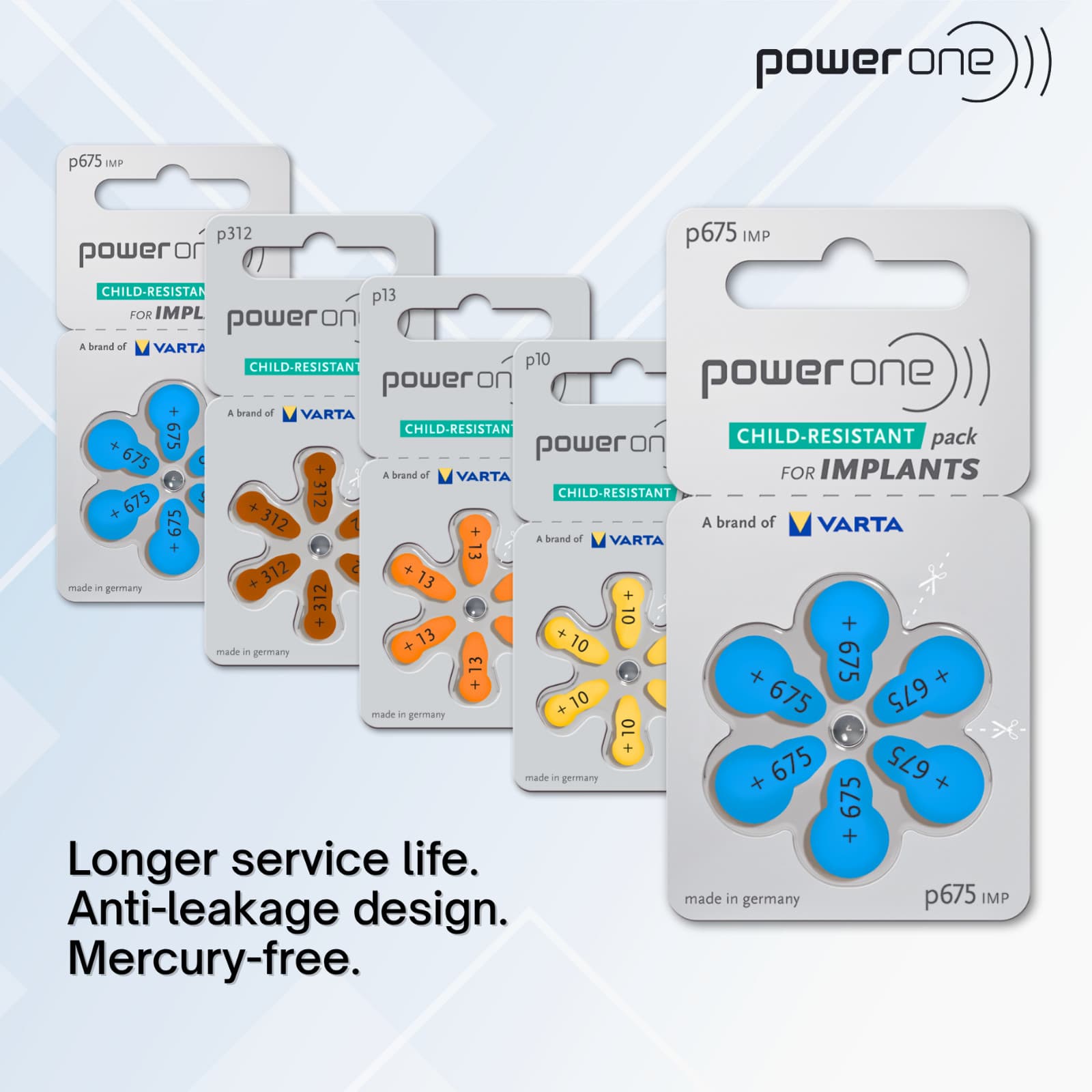 Power one Size 675P Cochlear Implant Plus Hearing Aid Batteries (120 Batteries) 3