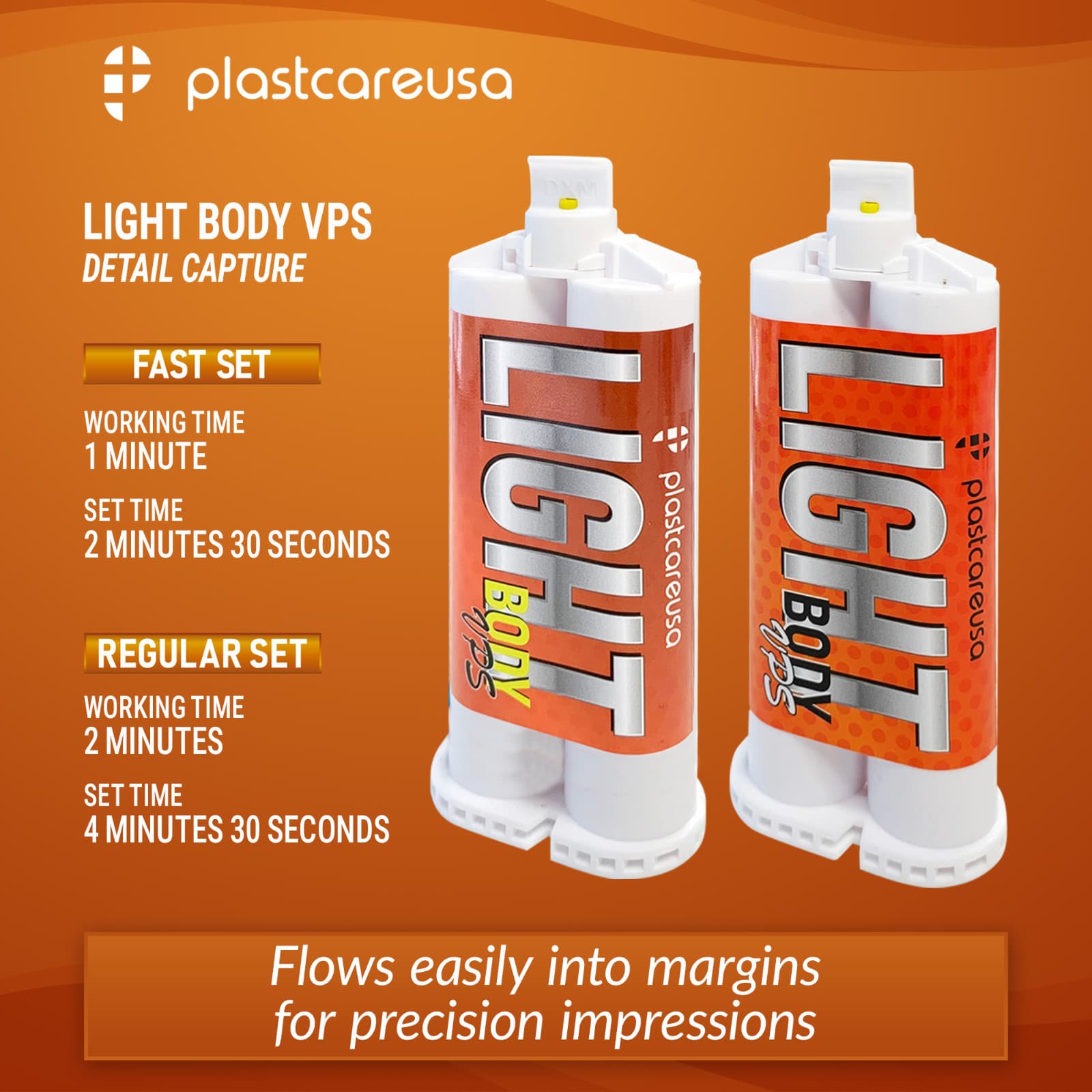 Light Body VPS Fast Set Dental Impression Material 8 x 50ml Cartridges + 16 Tips 3