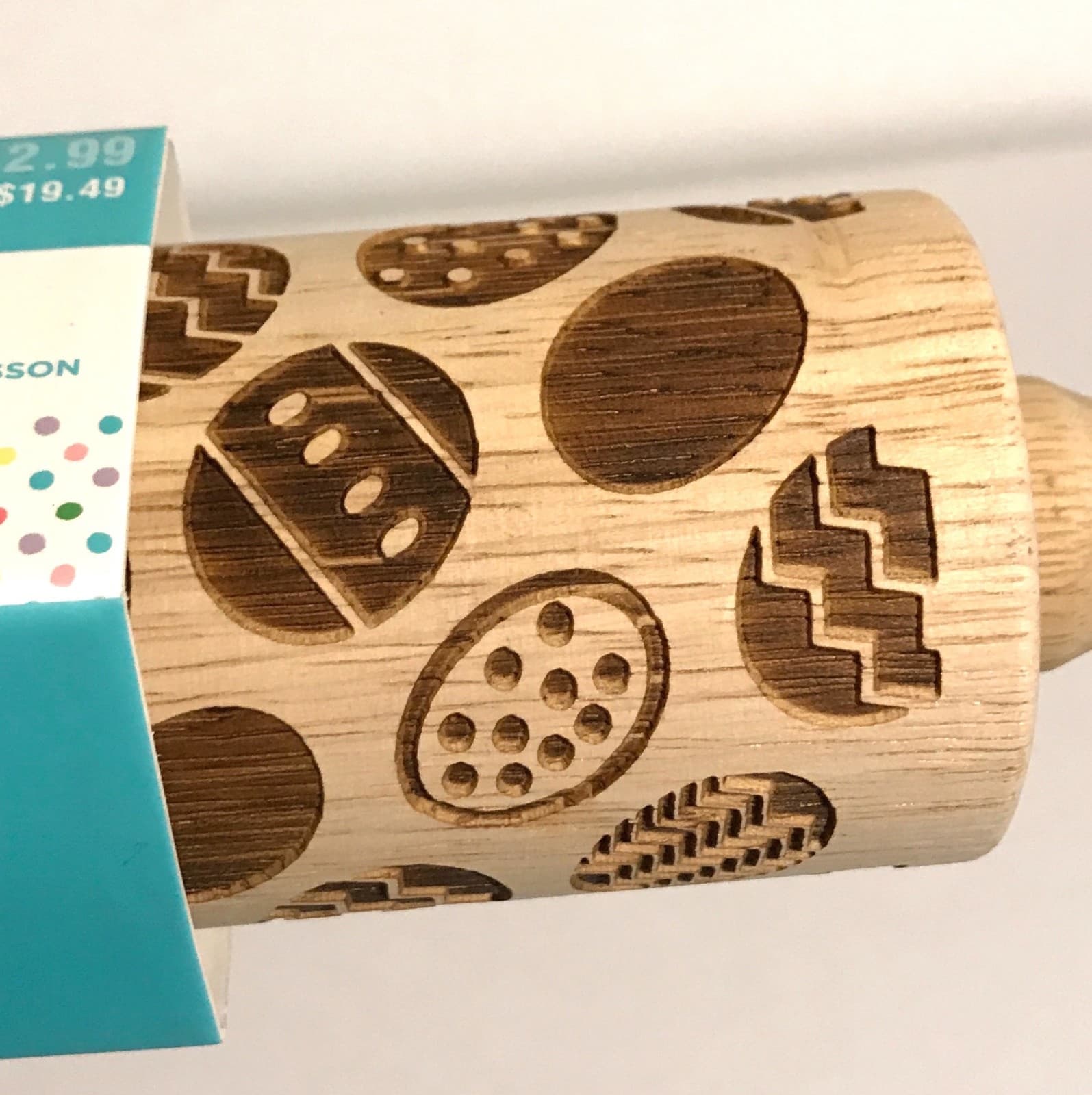Celebrate It! Easter Eggs Design Engraved Indented Rubberwood Baking Rolling Pin 3