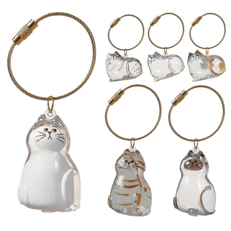 6PC Cat hair storage box pendant cat hair storage capsule keychain commemorative 2