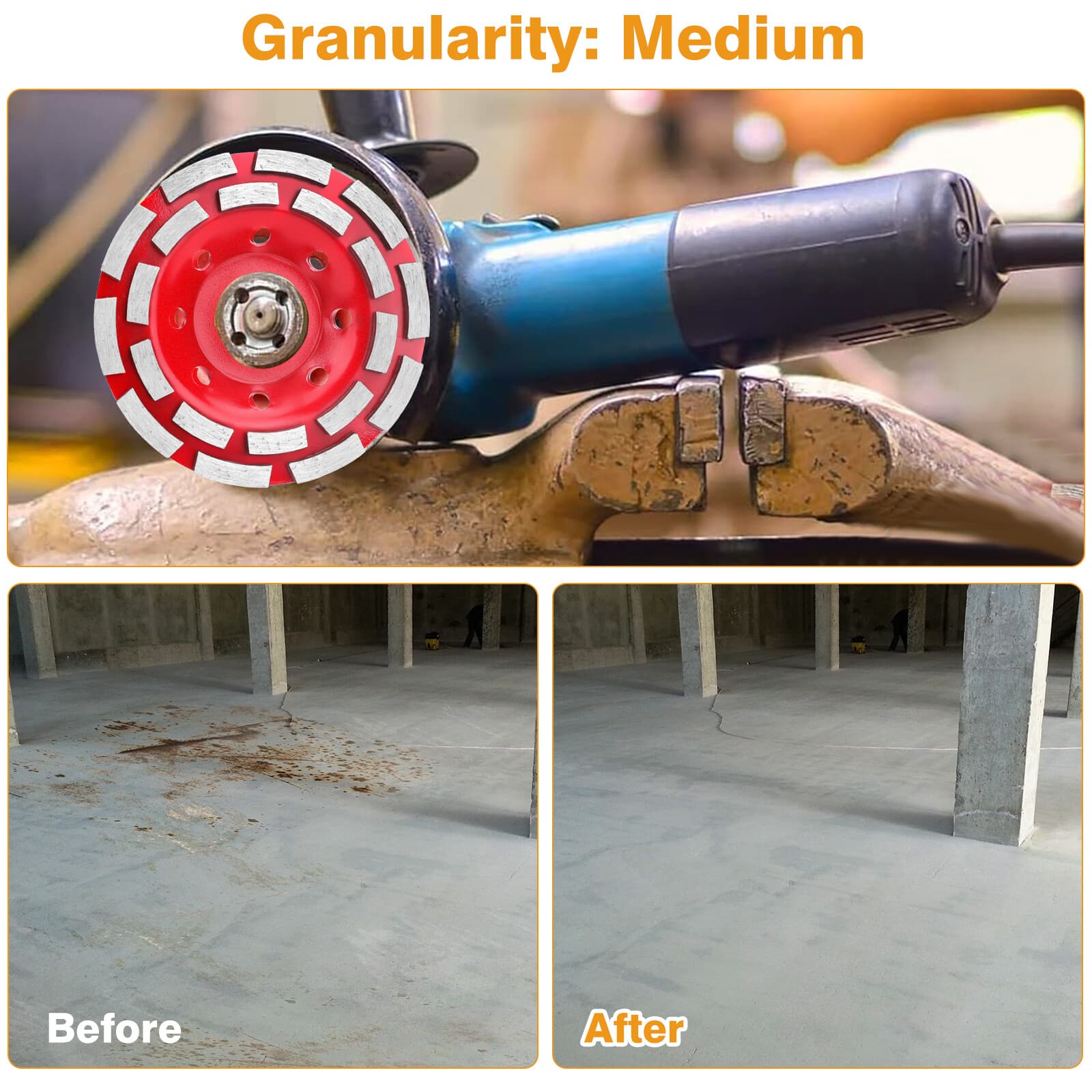 5" Diamond Grinding Cup Wheel Disc Concrete Granite Segment Grinder 7/8" Two Row 4