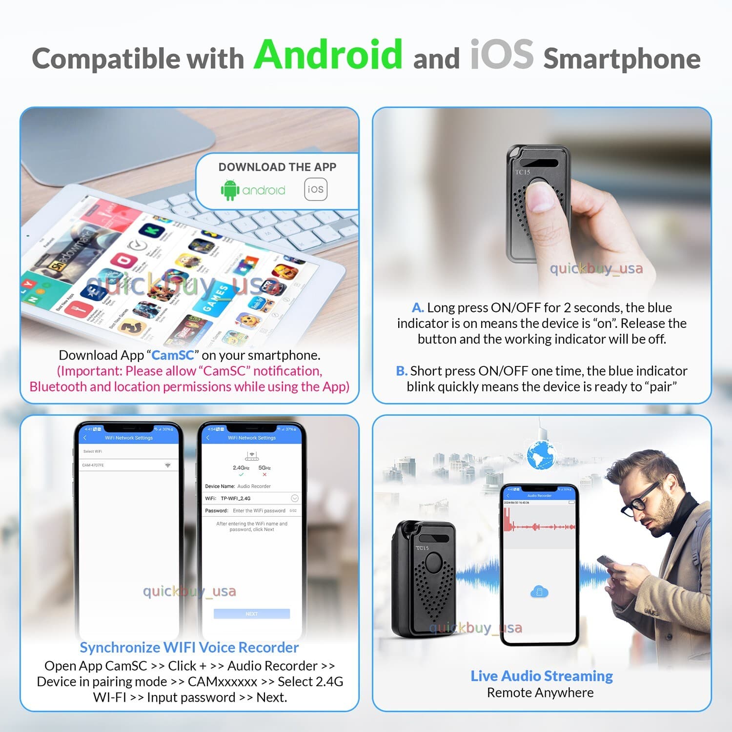 WiFi Voice Recorder Wireless Audio Recording Real Time Wifi Voice Recorder  TC15 3