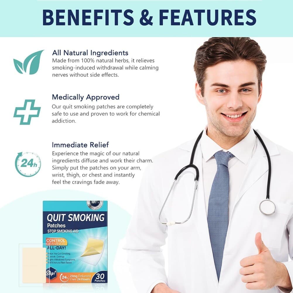 Quit Smoking Nicotine Patches, 30 Patches, 21mg Step 1 Stop Smoking Aids Patches 6