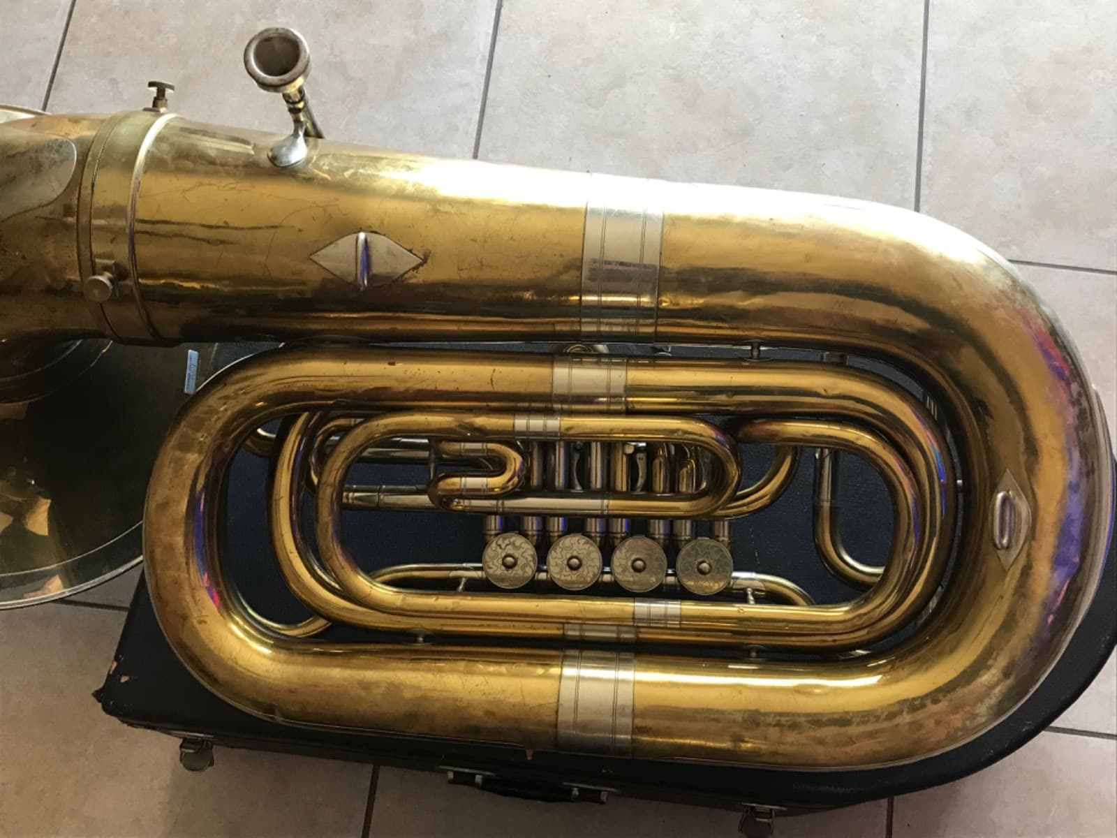 Vintage Miraphone Model 86 186 Germany 4 valve Tuba Removable Bell BBb 5
