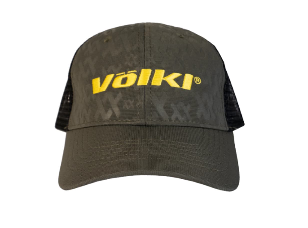 NWT UNISEX VOLKL MESH "THE TRUCKER" ADJUSTABLE TENNIS CAP.  OLIVE/BLACK