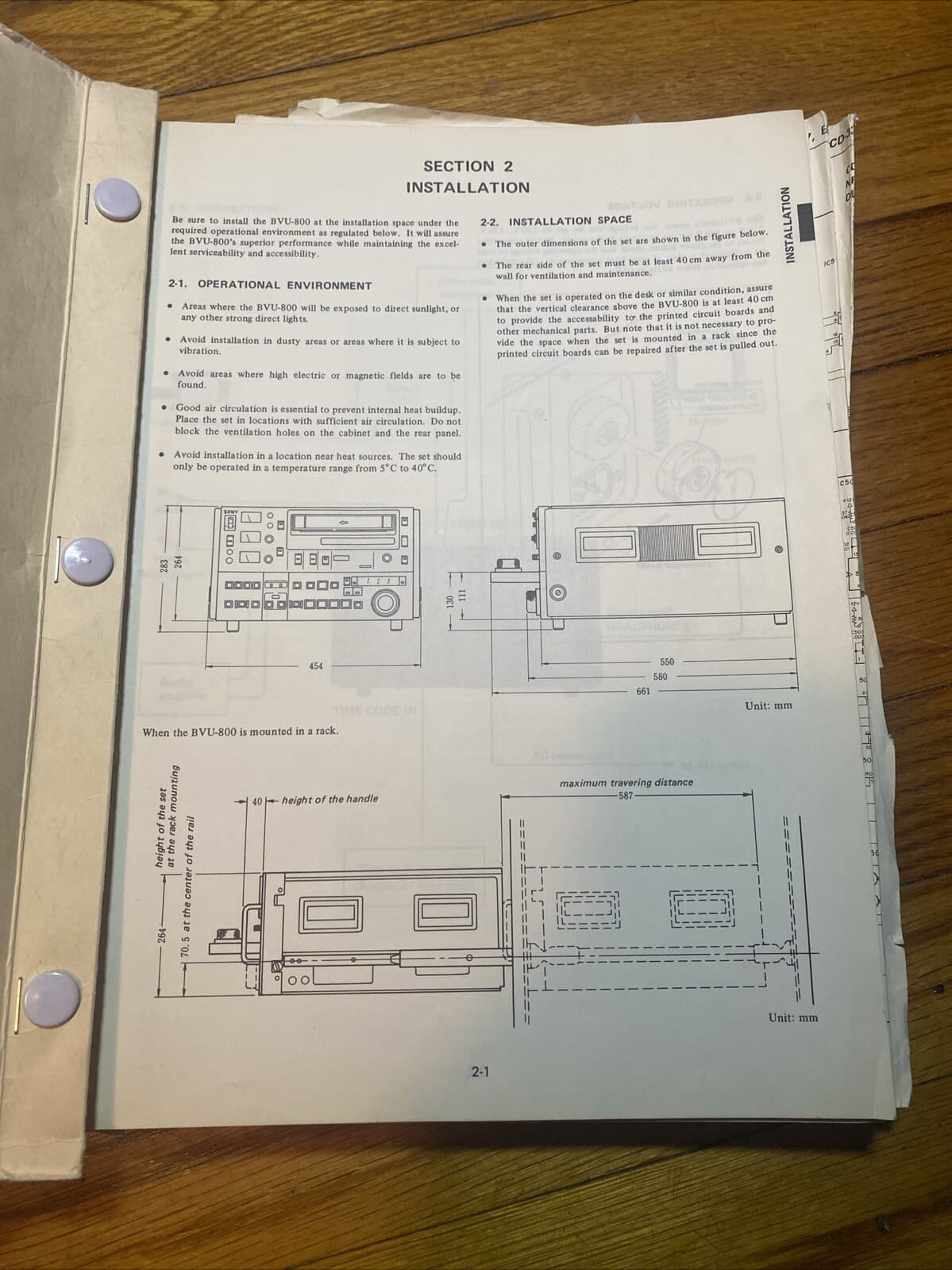 SONY® VIDEOCASSETTE RECORDER BVU-850 Operation And Maintenance Manual Partial 3