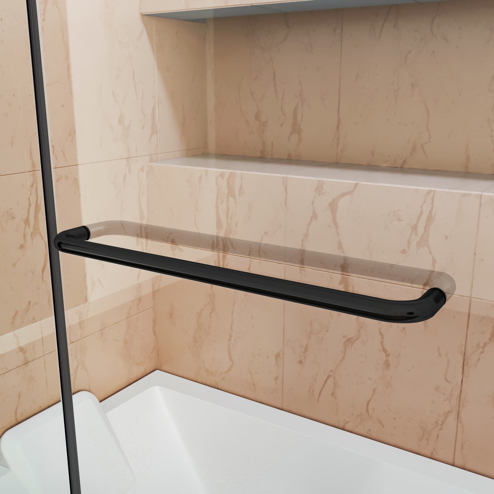 SUNNY SHOWER 34" x 58" Pivot Tub Shower Door Frameless Bathtub Clear Glass Panel 6