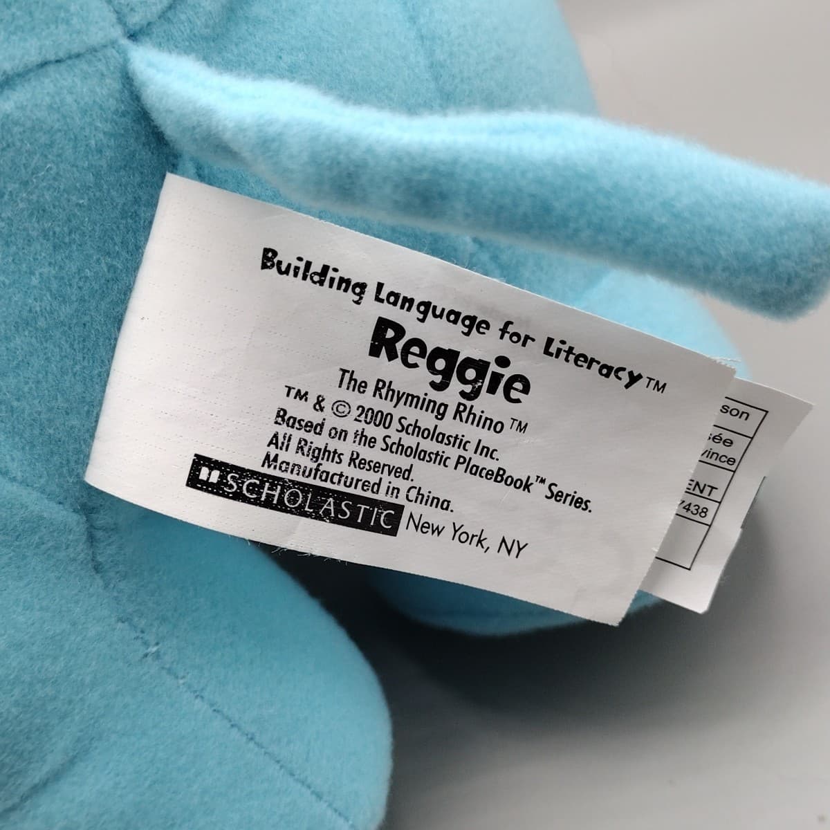 Scholastic Reggie The Rhyming Rhino Book Character Plush Doll 2002 RARE 9” 6