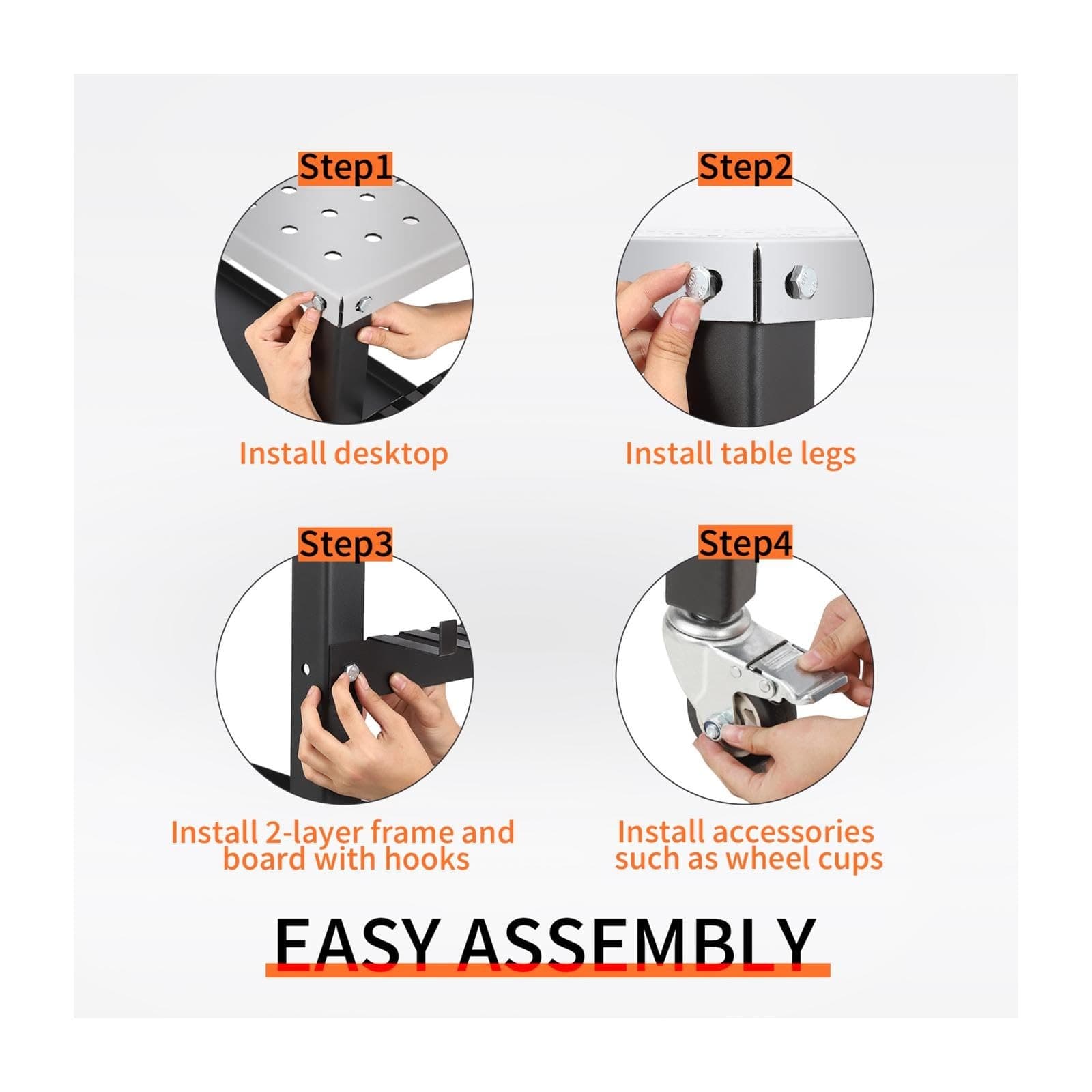 Welding Table 36"x24" 600Lbs Load Capacity Steel Welding Cart Workbench Table 4