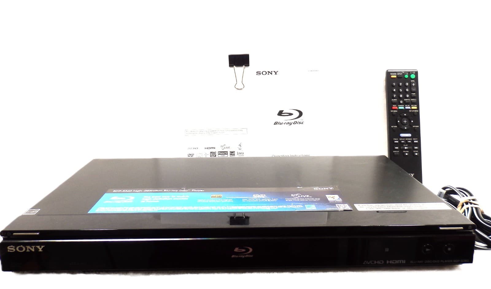 Sony BDP-S360 Blu-ray DVD Player - Tested Working - Remote, Manual, Power Cord 3