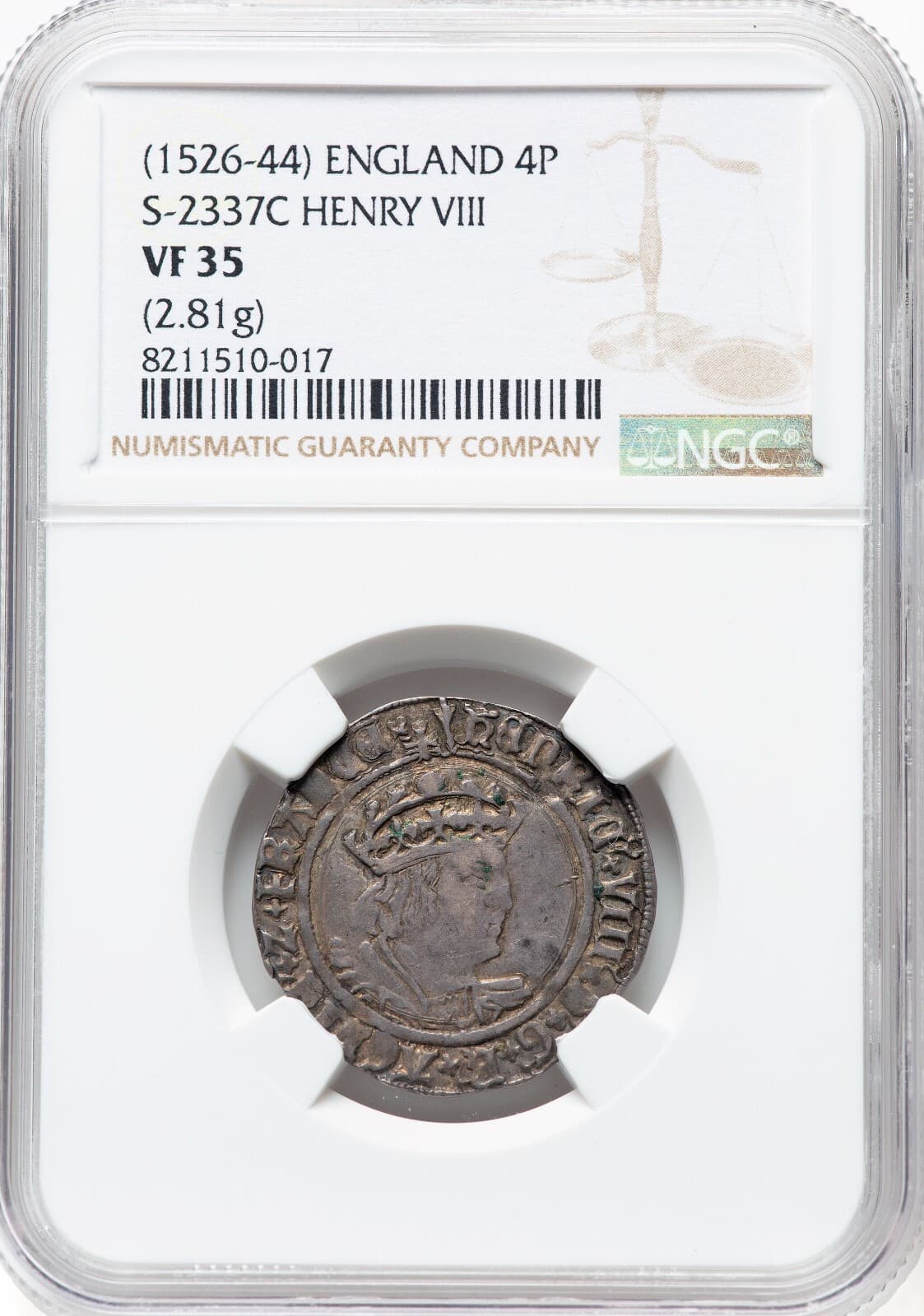 England - 1526-44 Henry VIII - 4P Groat NGC VF35 -AN HISTORICAL COLLECTOR COIN 3
