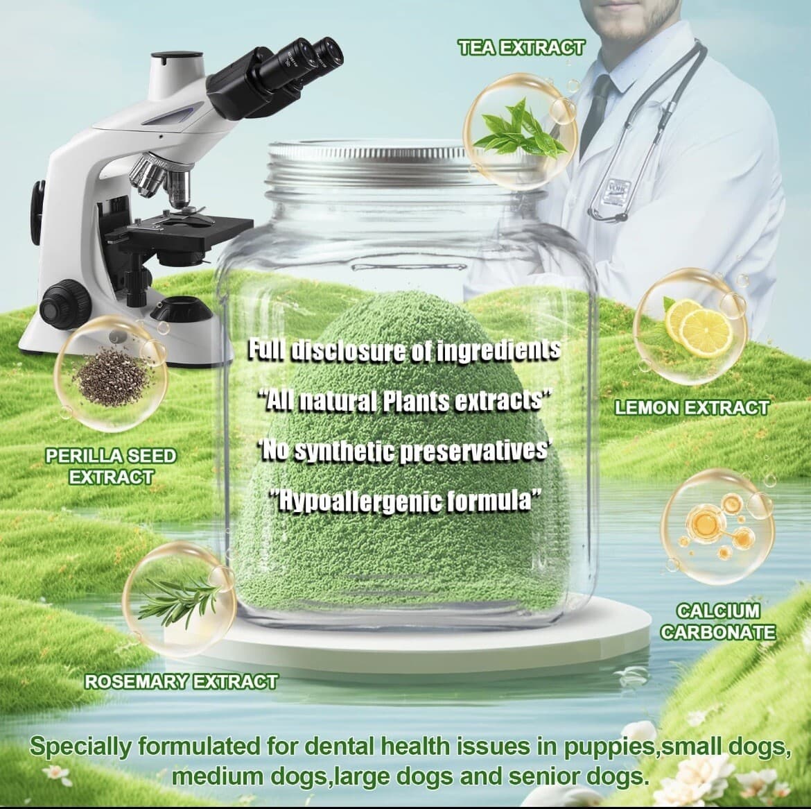 Pet Dental Cleaning Powder for Dogs - For Clean Teeth, Tartar and Fresh Breath 4