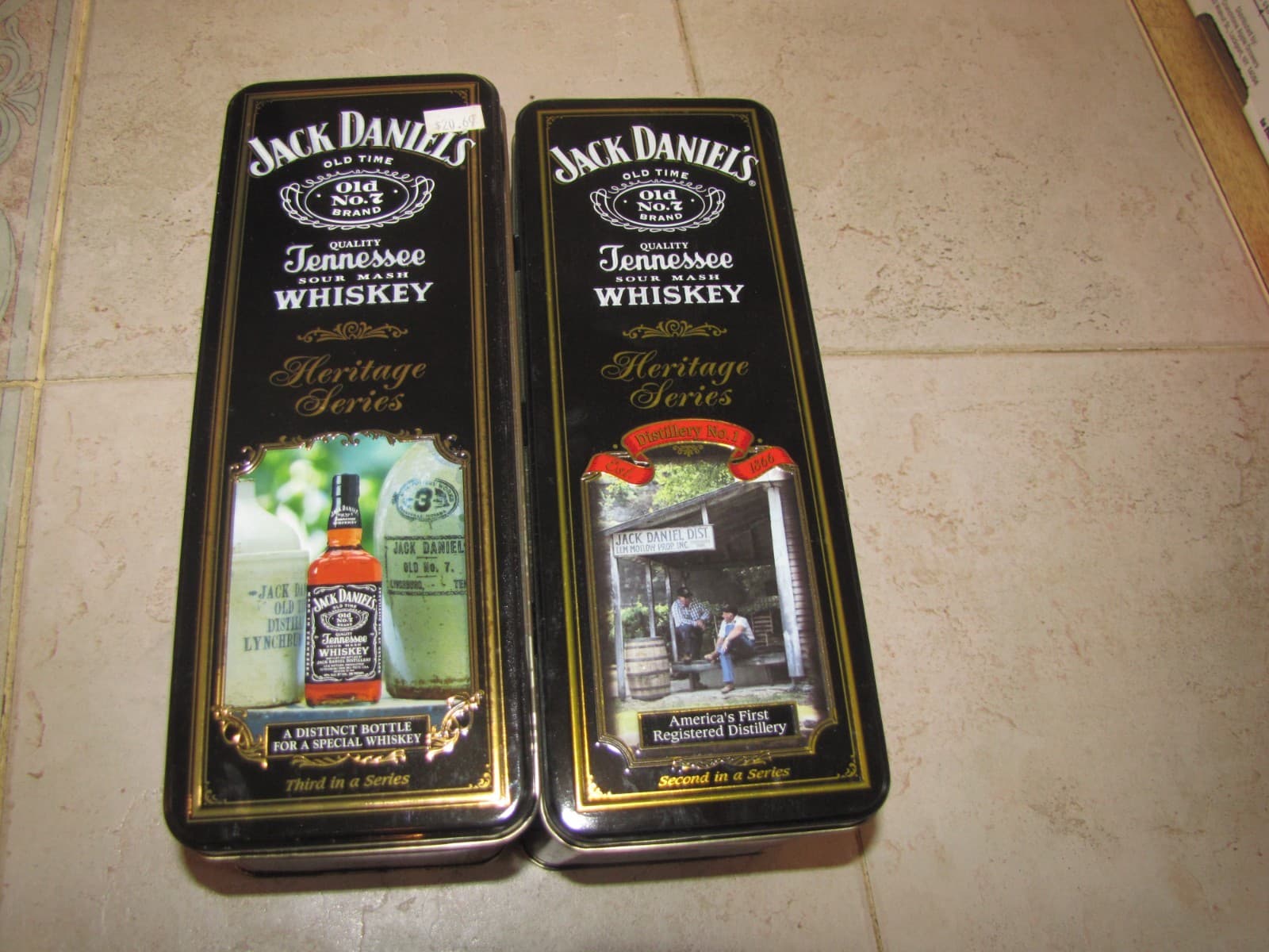 Jack Daniels Tennessee Whiskey 2 Old No. 7 Heritage Series #2 &3 Bottles Tin Box 6
