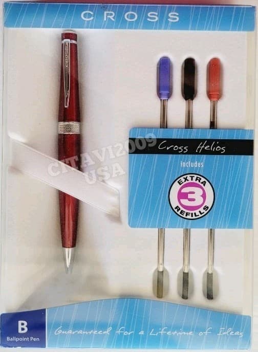 CROSS BALLPOINT PEN  * VIENNA CRANBERRY / DARK RED + THREE REFILLS. AT0432RFL-9
