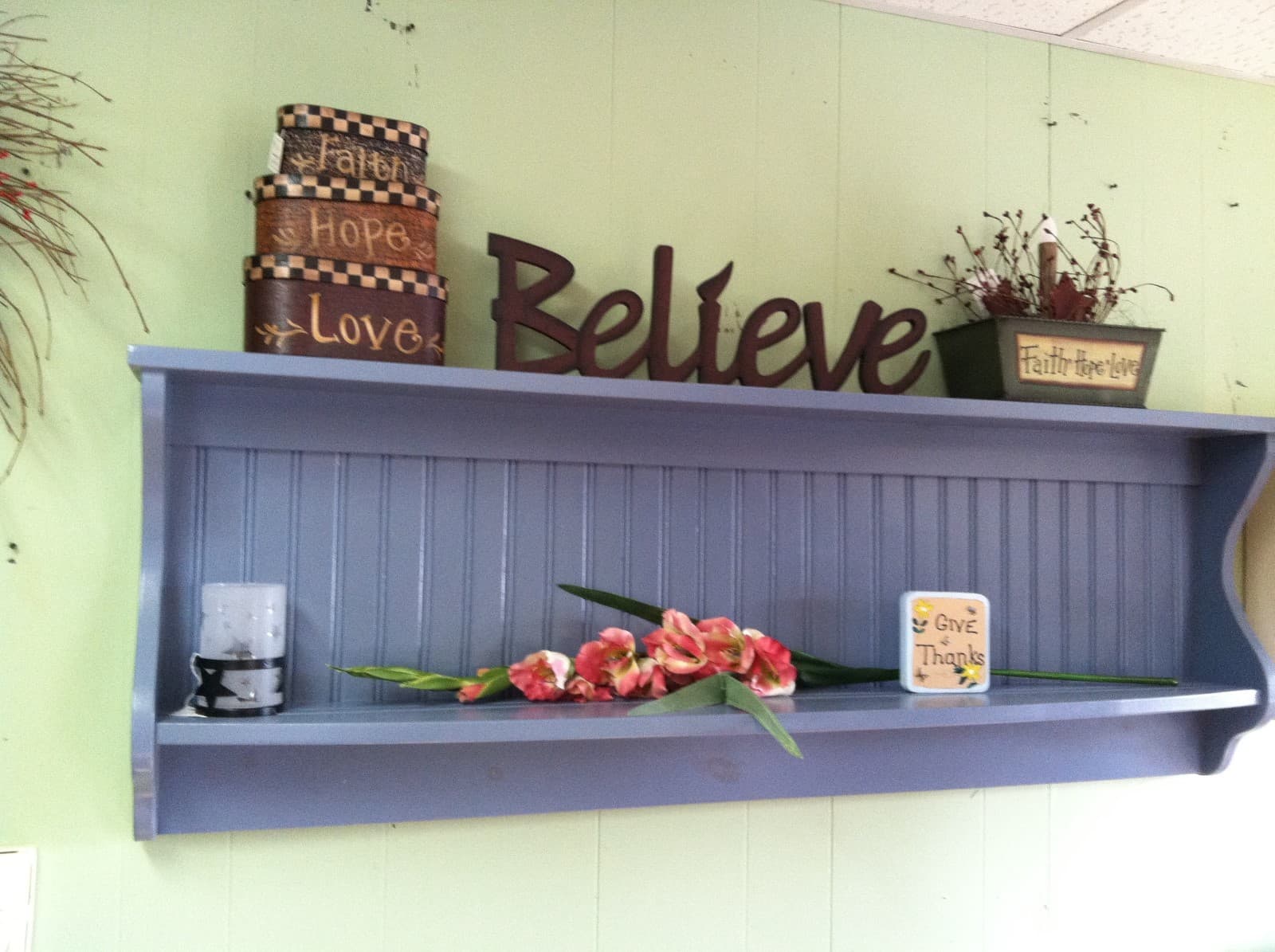 Plate Rack Wall Shelf Country Wood Display Plate and Bowl Rack Primitive Shelf