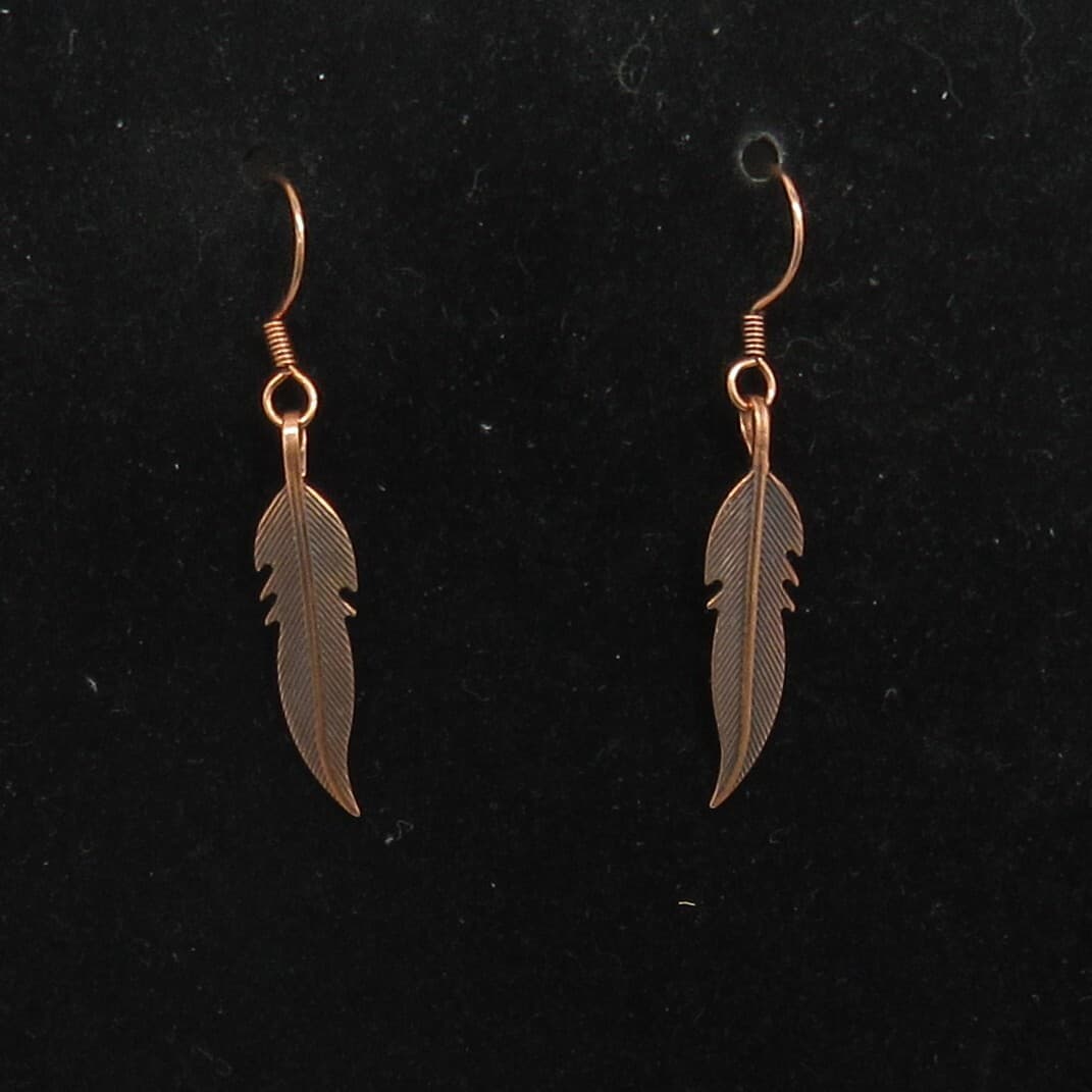 Native American  Made, Copper Feather Earrings,  Copper, Cherokee COA #CER1 3