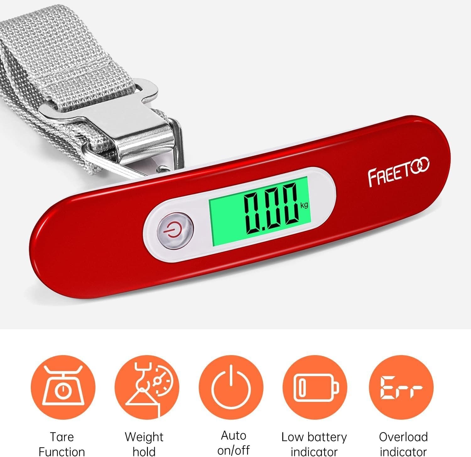 Stylish Red Digital Hanging Luggage Scale - 110 lb Capacity & Battery Included 5