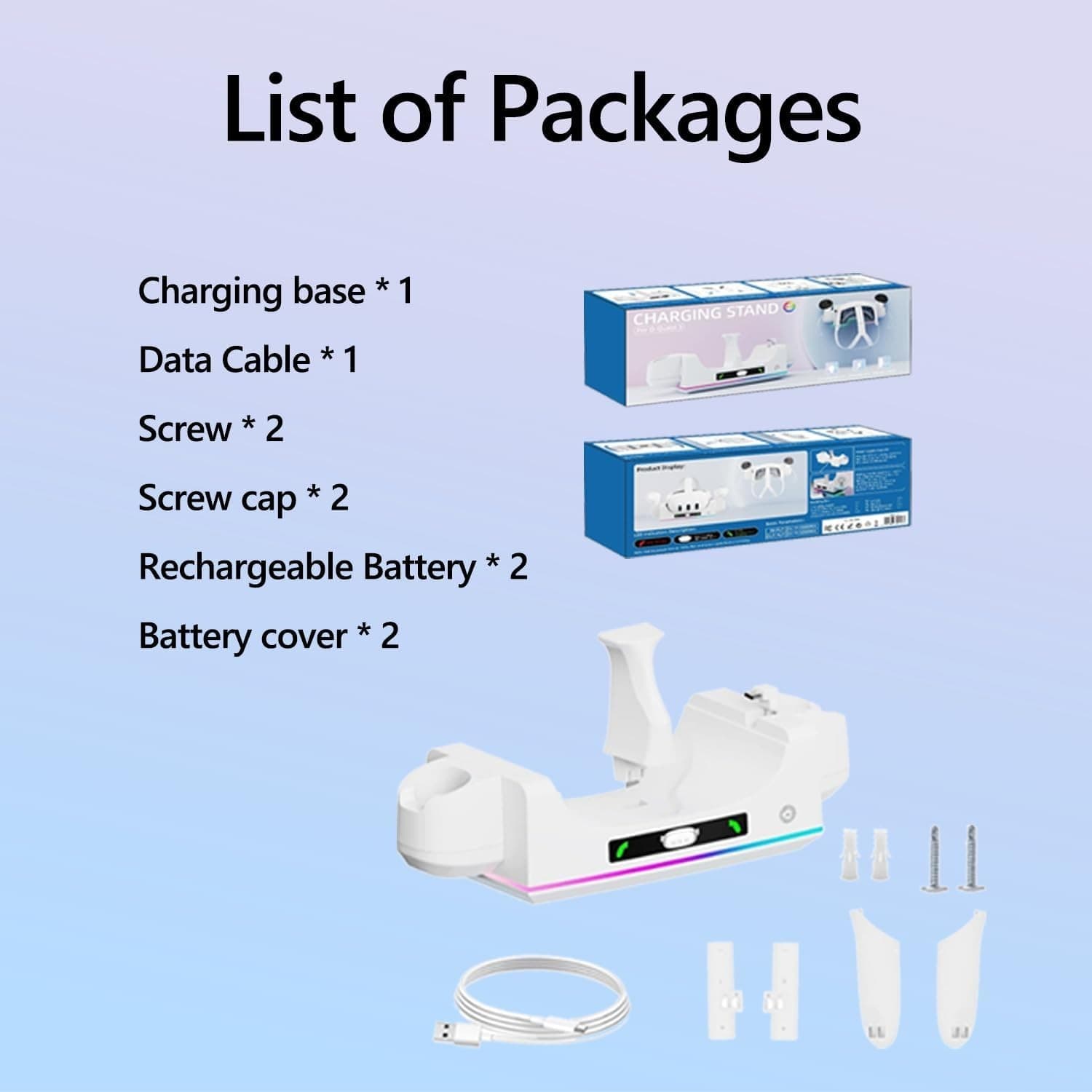 For Meta Quest 3S/ 3 Headset Controller Charging Dock Charger Stand Station RGB 2