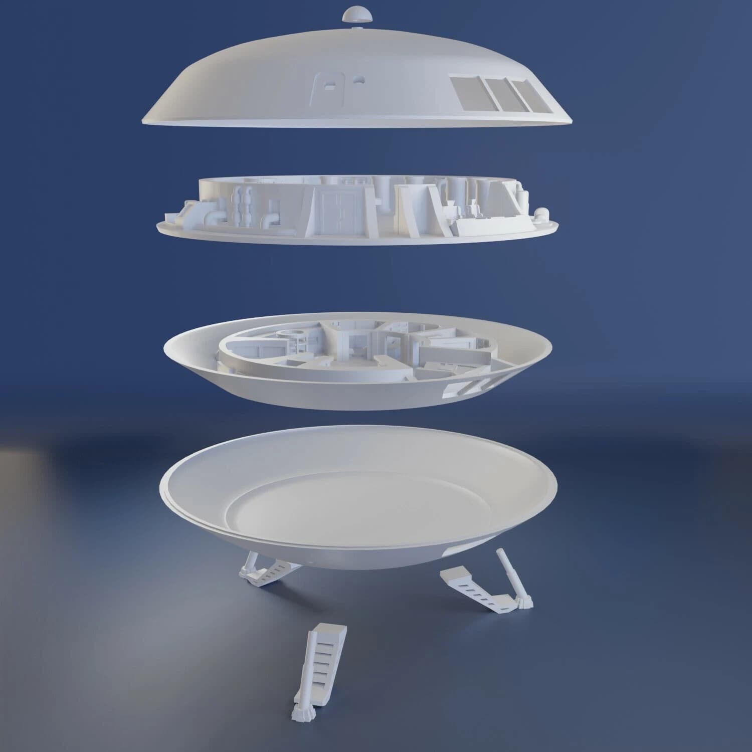 LOST IN SPACE JUPITER 2 - 6-inch diameter includes Upper + Lower Levels 3D Print