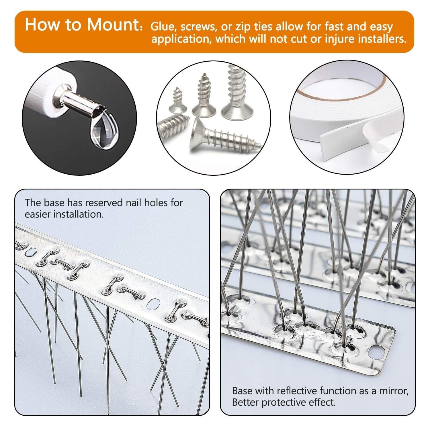 Bird Spikes 304 Stainless Steel for Pigeons Small Birds Anti Bird Spike Sparr... 5