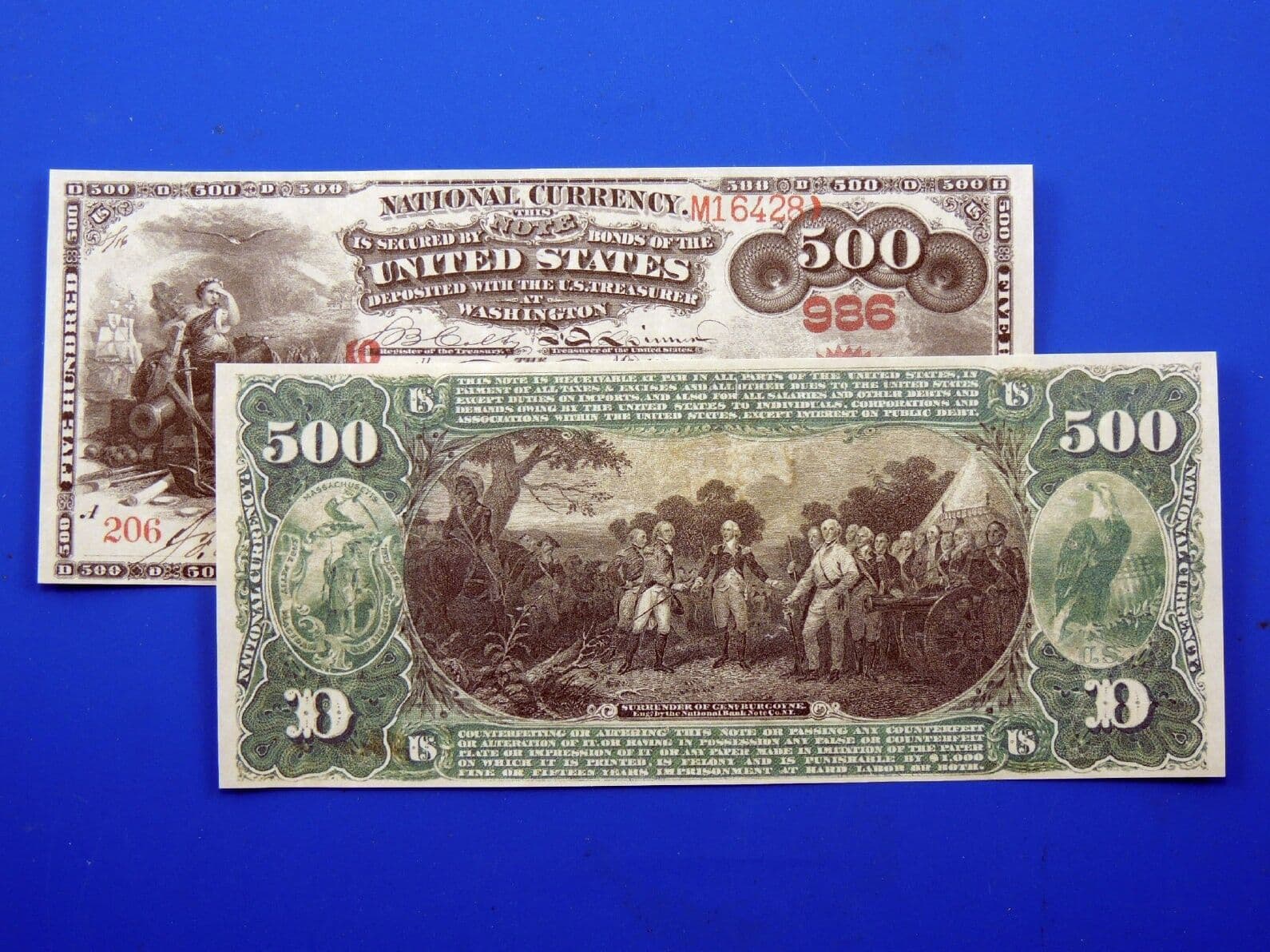 Reproduction $500 1865 Original Series NBN US Paper Money Currency Copy 2
